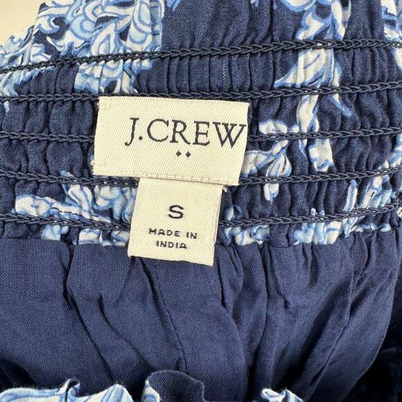 J.Crew Paisley Floral Print Mini Navy Ble Tiered Cotton Flounce Skirt Small - Picture 6 of 6